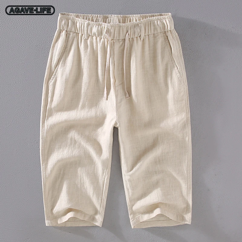 

Шорты Ramie мужские тонкие, повседневные свободные удобные льняные мягкие дышащие короткие штаны, с эластичным поясом, для улицы, летние