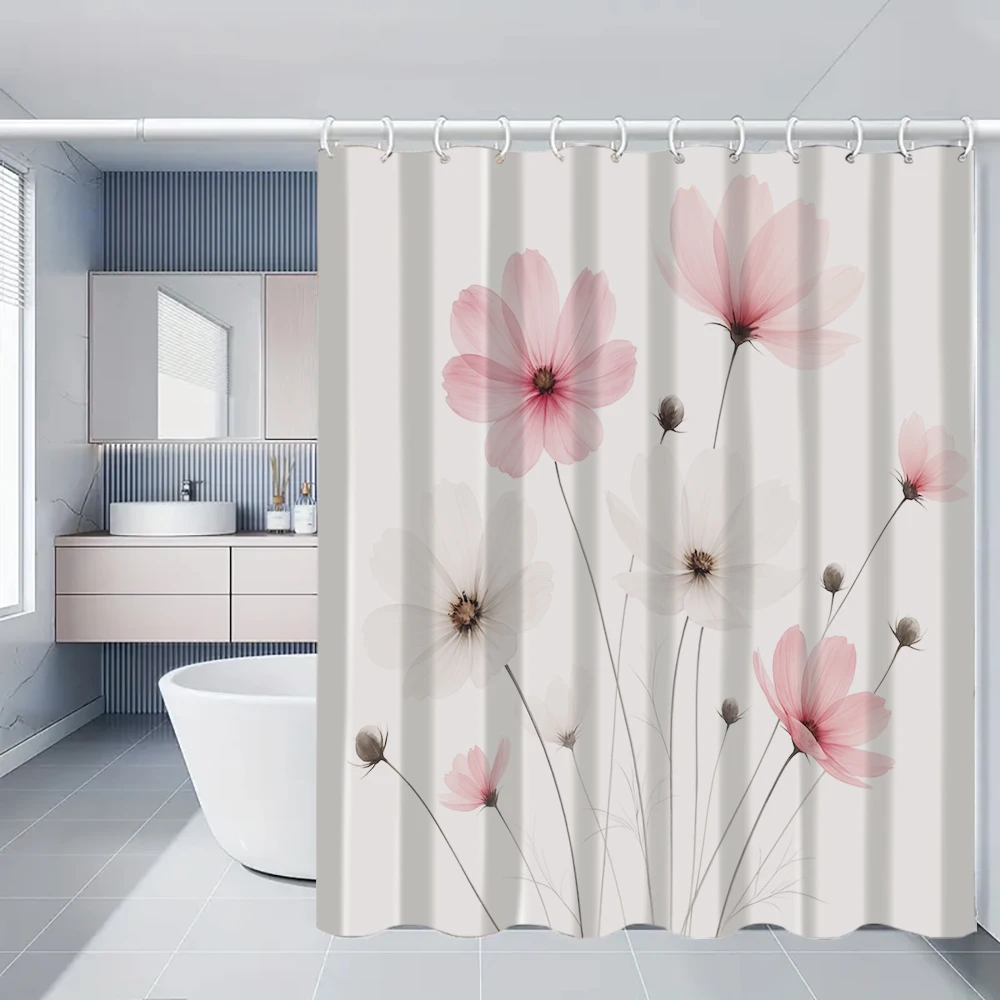 Floral Bathroom Curtain Set 3