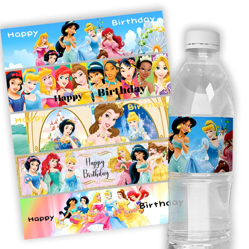 6pcs Disney Cinderella Water Bottle Wraps Sticker Princess Birthday Party  Accessories Paper Coffee Drink Cup Bottle Labels Decor - Sticker -  AliExpress