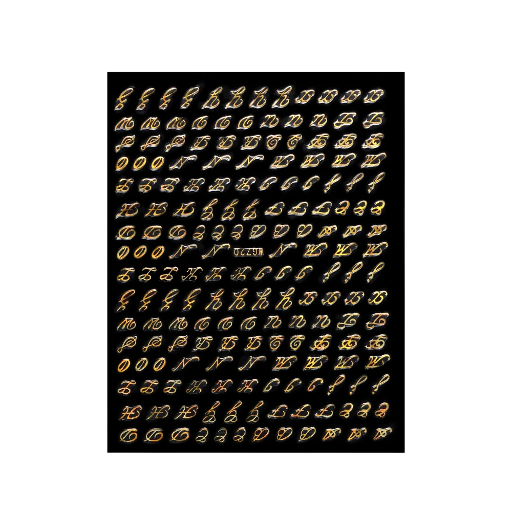 ANCIRS 24 Pack Resin Letter Stickers - Gold & Silver Alphabet Number Stickers For Nail Art