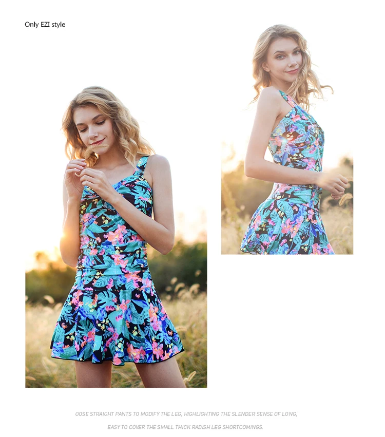 Julysand Women's One-Piece Swimsuit Lady Flower Skirt BathingSuit Sexy BackLess High-end Woman Swimwear