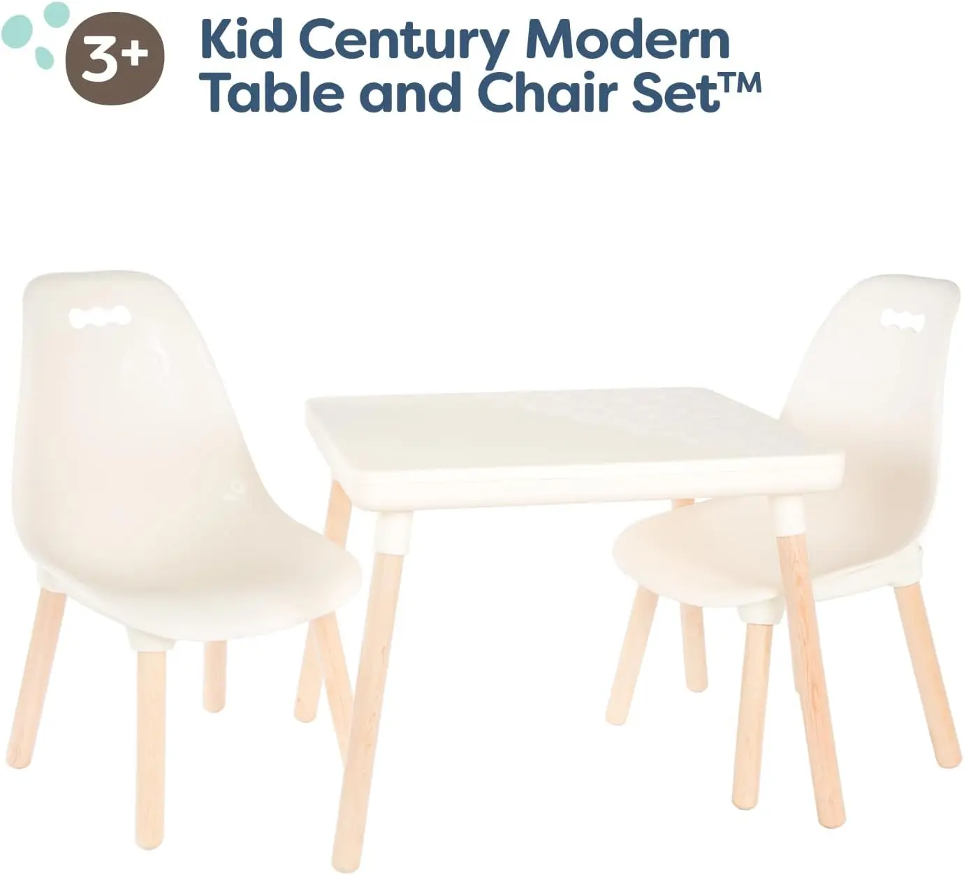 Children Tables Table and Chair Set- Furniture For Toddlers- 1 Craft Table & 2 Chairs- Natural Wooden Legs- Ivory- 3 years +