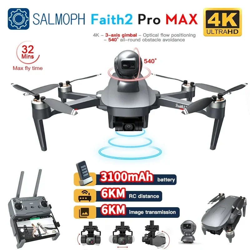 

4K Professional 3-Axis Gimbal 5G Wifi GPS FPV Dron With Camera HD 540° Obstacle Avoidance RC Quadcopter C-FLY Faith2 Pro Drone