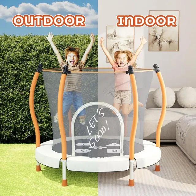 22601-096a7a.jpg 55'' Trampoline for Kids with Safety Enclosure, Indoor & Outdoor Toddler Trampoline, Ultra Safe Design, Perfect Gift for Boys & Girls Ages 1-8