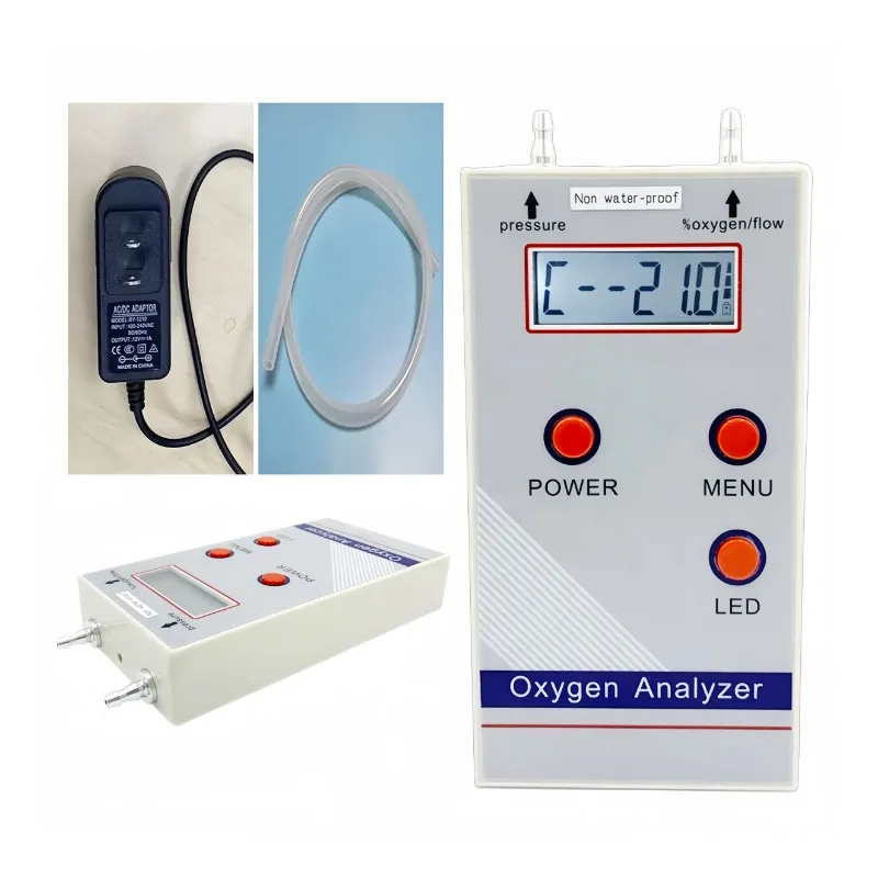 Portable O2 Content Purity Concentration Sensor Gas Outlet Flow Rate Pressure Measurement Detector Ultrasonic Oxygen Analyzer