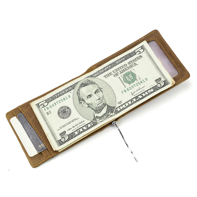 Simple Design Money Clip Wallet credit card holder synthetic leather wallet metal money clip For Men Women Money Purses Dollar Card Leather Men Thin Wallet Cash Male Female Purse