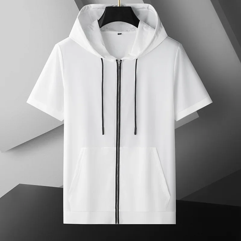 

new arrival Summer Men's Hooded Short Sleeve Skin Clothing Sunscreen Coat t-shirts Plus Size XL 2XL3XL 4XL 5XL 6XL 7XL8XL