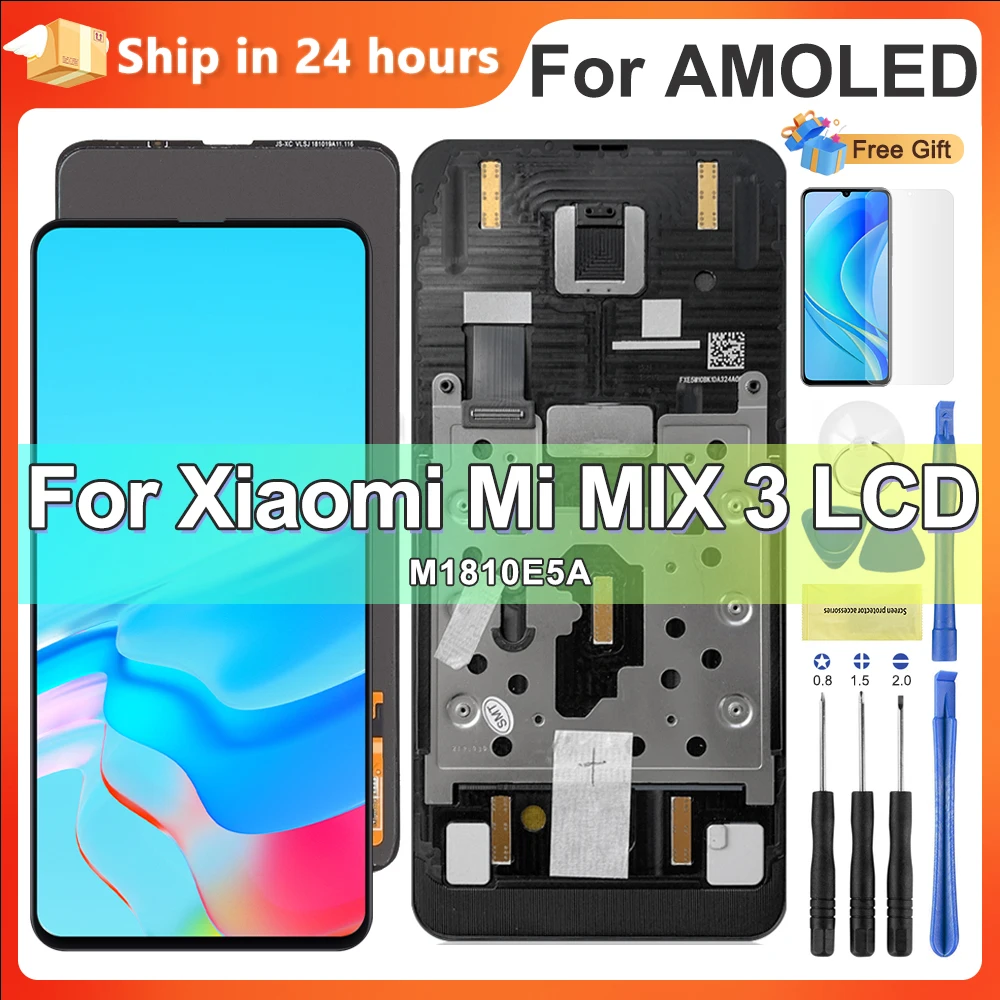 

6.39" Super AMOLED Mix 3 Screen for Xiaomi Mi Mix 3 M1810E5A Lcd Display Touch Screen With Frame Digitizer Assembly Replacement