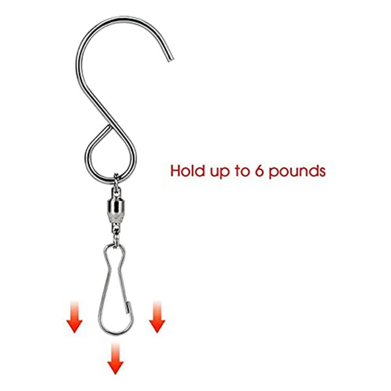 20PCS Swivel S Hooks Clips Wind Chime Hook Set For Hanging Garden Wind Spinners Flower Pot Silver