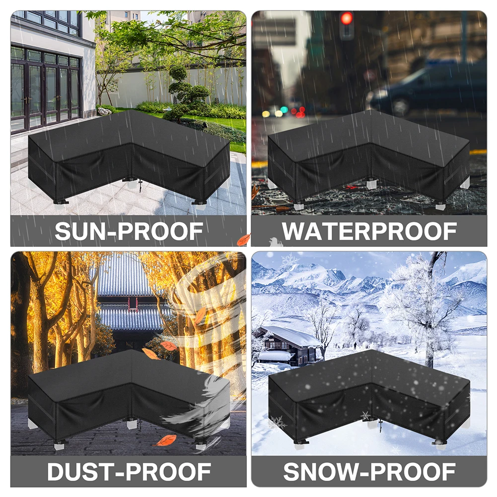 Patio L-Shaped Sofa Lounger Cover Waterproof Heavy Duty Outdoor Garden Sectional Couch Furniture Cover Protector Easy-Going 6