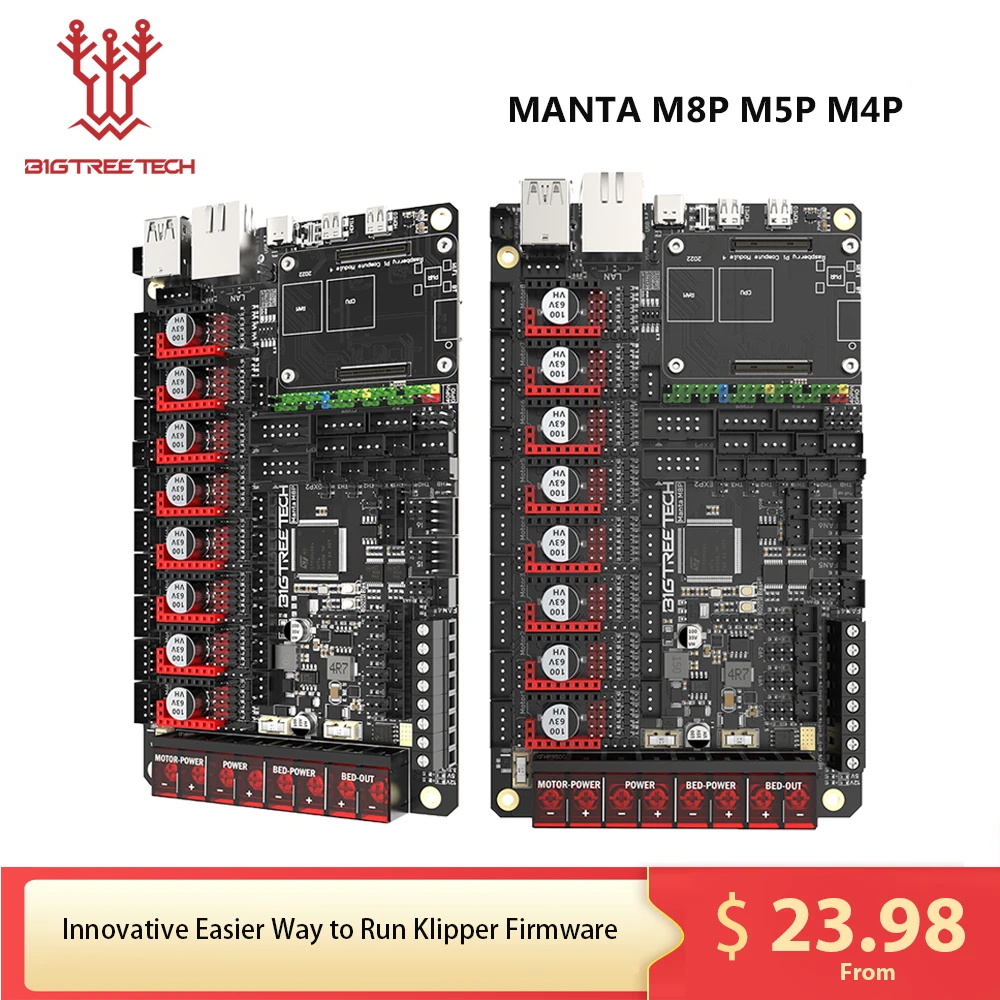 BIGTREETECH MANTA M8P M5P M4P Motherboard 32bit Klipper Marlin VS Raspberry Pi CM4 For Voron Ender 3 3D Printer Control Board bigtreetech kraken v1 0 new 3d printer motherboard 60v 8 axis support tmc2160 for voron 2 4 high performance 3d control board