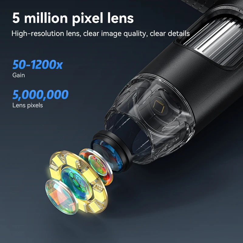 7Inch IPS Digital Coin Microscope 5MP 1200X Ultra-Precise Focusing Camera 1080P Video Microscope 8 LED Lights for Coin Circuit 3