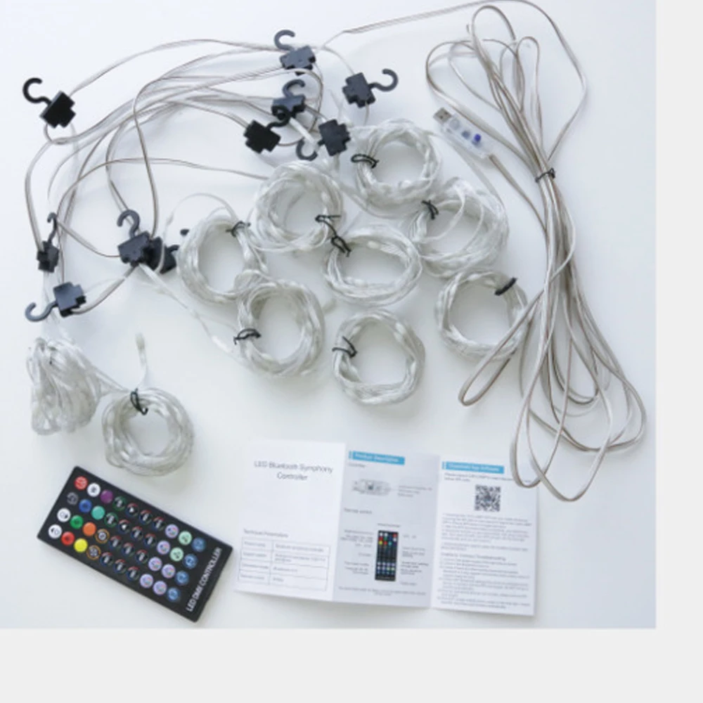 RGBIC 스마트 커튼 조명, DIY LED 요정 화환 스트링 조명, 블루투스 앱 제어 램프, 크리스마스 창 침실 파티 장식
