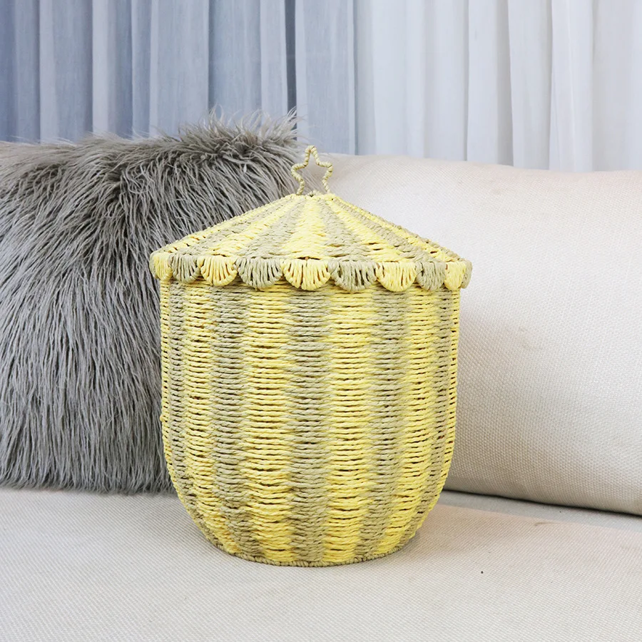 Floor Standing Storage Basket Rattan Woven Desktop Woven Basket Household Toys Snacks Miscellaneous Items Sorting Storage Box 5