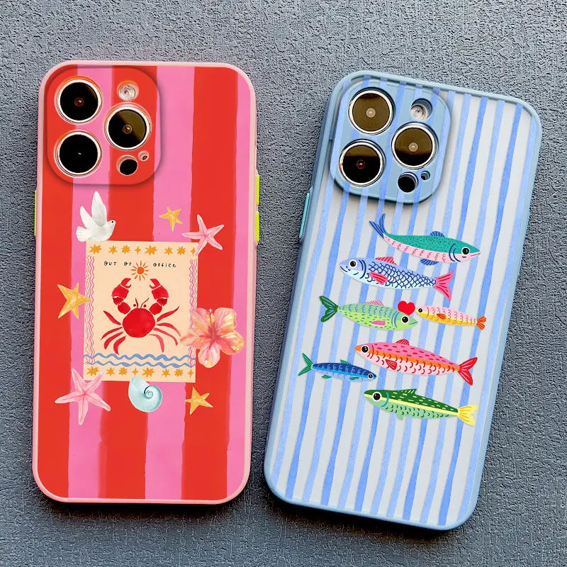 Stripe Marine Organisms Shockproof Phone Case - Durable Hard Cover s