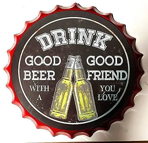 

Royal Tin Sign Bottle Cap Round Metal Tin Sign Refreshing Cold Beer Diameter Bar Cafe Tray Size Dia13.8"