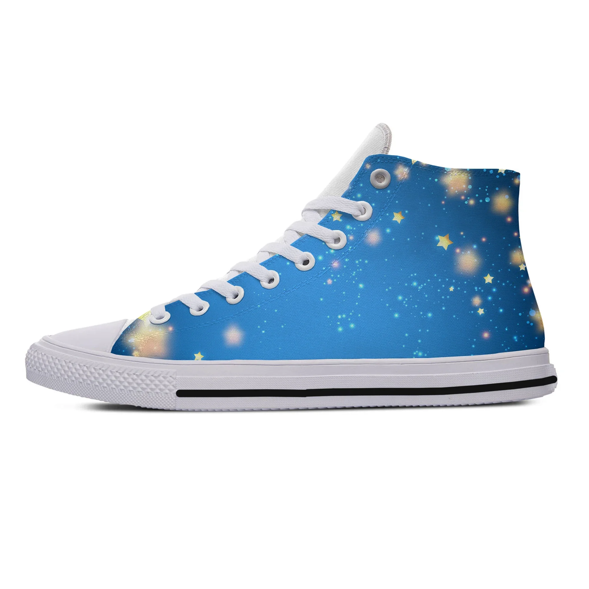 Hot Sparkle Glitter Colorful Pastel Galaxy Star Lightweight High Top Canvas Shoes Men Women Casual Sneakers Classic Board Shoes