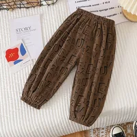 Pantalons d'été décontractés pour enfants de 1 à 6 ans, pantalons de survêtement simples à grille pour garçons, coréens, amples et fins, avec lettres rayées 5