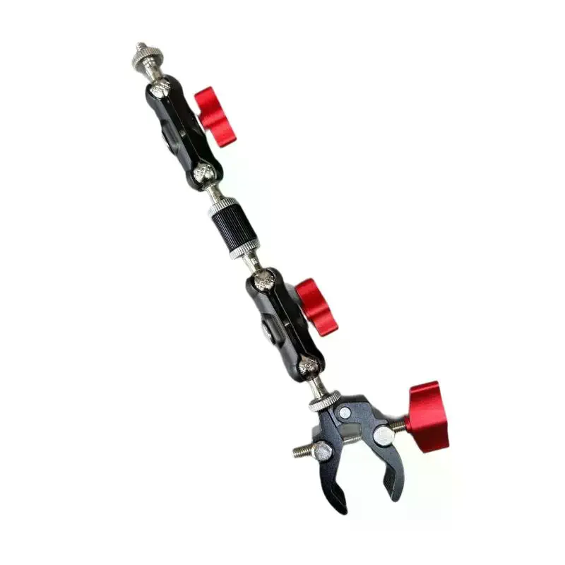 1 set di accessori per fotografia, super morsetto in metallo per fotocamera con braccio magico a doppia testa a sfera per supporto per telefono con microfono leggero per monitor - immagine 5