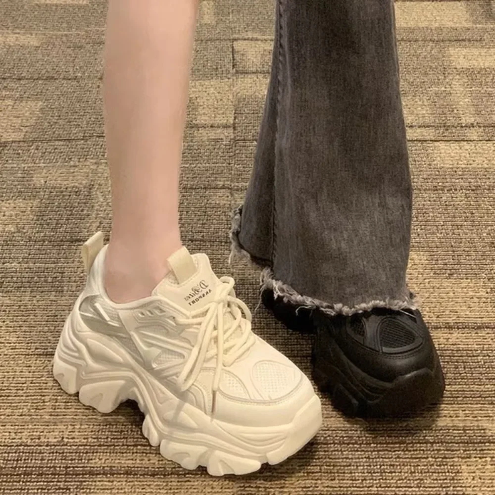 الخريف الصيف الأسود عارضة المرأة منصة الموضة أحذية...