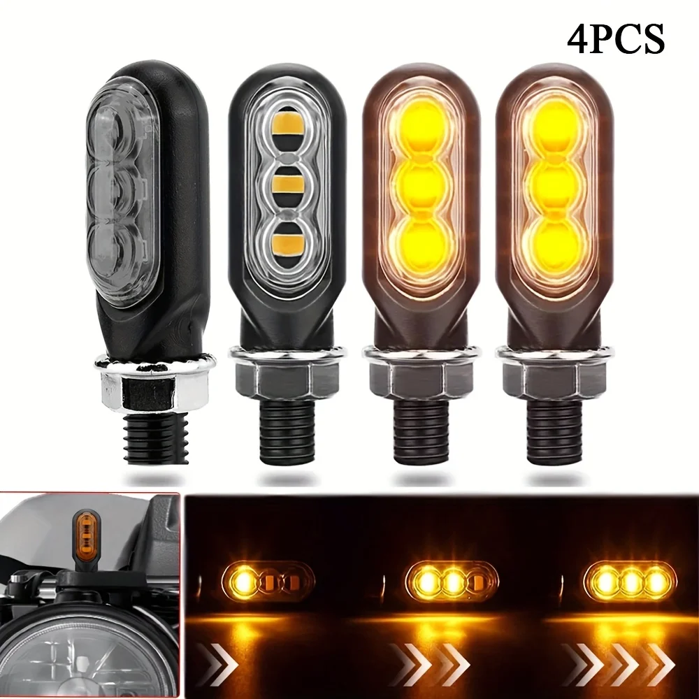 ไฟเลี้ยวจักรยานยนต์ 3 ดวง สีเหลืองอำพัน 12V