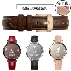 Elegant Genuine Leather Strap for Garmin Lily 2 Women's Smartwatch - 14mm Quick Release in Pink White (Brown - rose gold )