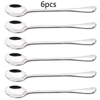 6PCS Stainless Steel Coffee Spoon Long Handle Ice Cream Dessert Tea Spoon For Picnic Drinkware Tableware Kitchen Set Supply 2