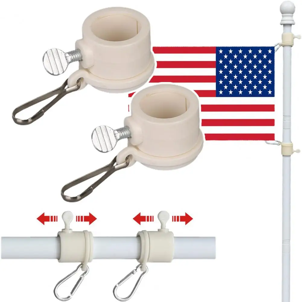 2Pcs/Set Flag Pole Clip Rotating Flagpole Rings Flagpole Buckle Tangle-Free Swivel Buckles for 2X3 3X5 4X6 Flags