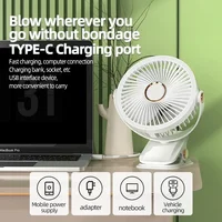USB Rechargeable Table Fan Clip-on Type Portable Mini Desk Fan 360 Degree Rotation Adjustable Clip-on Fan For Student Dormitory 4