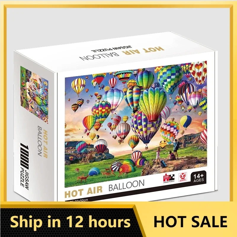 70*50cm Adult Puzzle 1000 Pieces Paper Jigsaw Puzzles The Hot Air Balloon IV Famous Painting Series Learning Education Craft Toy 70 50cm adult puzzle 1000 pieces paper jigsaw puzzles elk in the forest ii famous painting series learning education craft toys