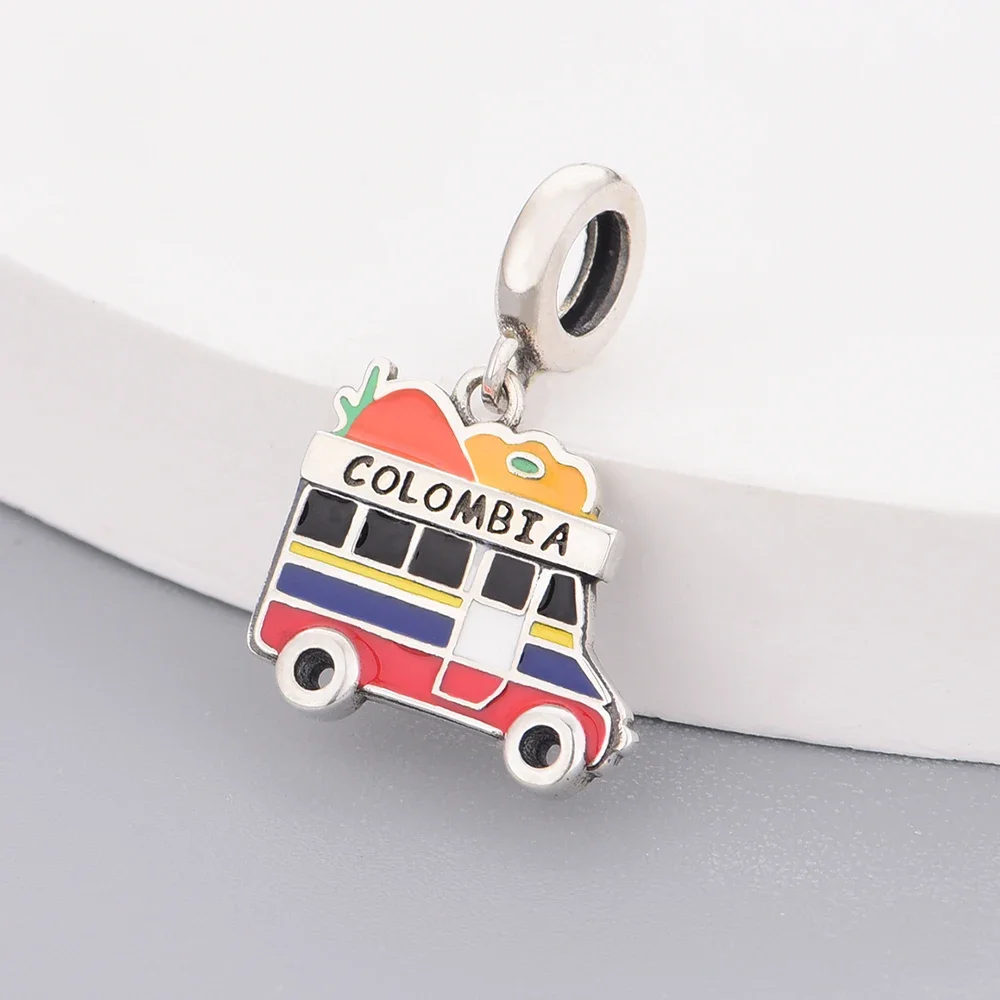 Fit Original Charm Bracelet 925 Silver Colombia Flag Map Macaw Vueltiao Music Cattleya Truck Carnaval Bead For Making Berloque 2