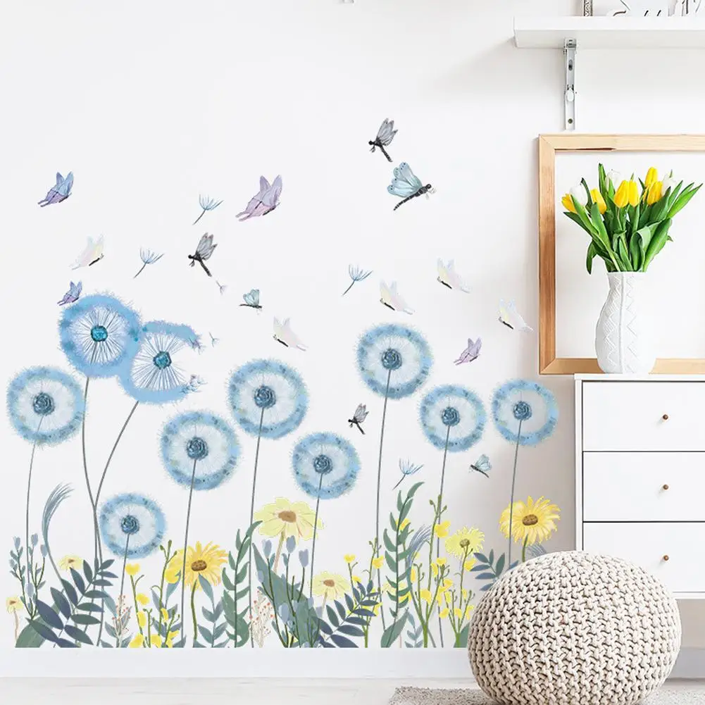 

2pcs Dandelion Butterfly Flying Wall Stickers Self-adhesive Wall Decals Home Decor For Bedroom Living Room