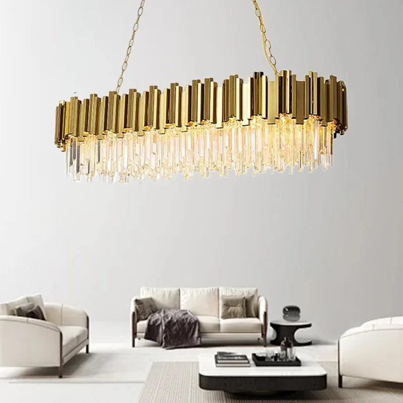 

Modern Luxury Shiny Gold Crystal Chandelier Living Dining Bedroom Room Decor Lustre LED Pendant Lights Indoor Lighting Fixtures