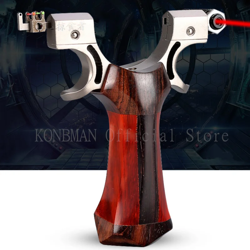 

Stainless Steel Slingshot Professional Hunting Slingshot With Wooden Handle and Rubber Strap for Outdoor Shooting Hunting Games