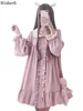Woherb 2026 Spring Autumn Dress Women Harajuku Pink Ladies Ruffle Lace Patch Kawaii Dresses Lolita Cosplay Sweet Loose Vestidos