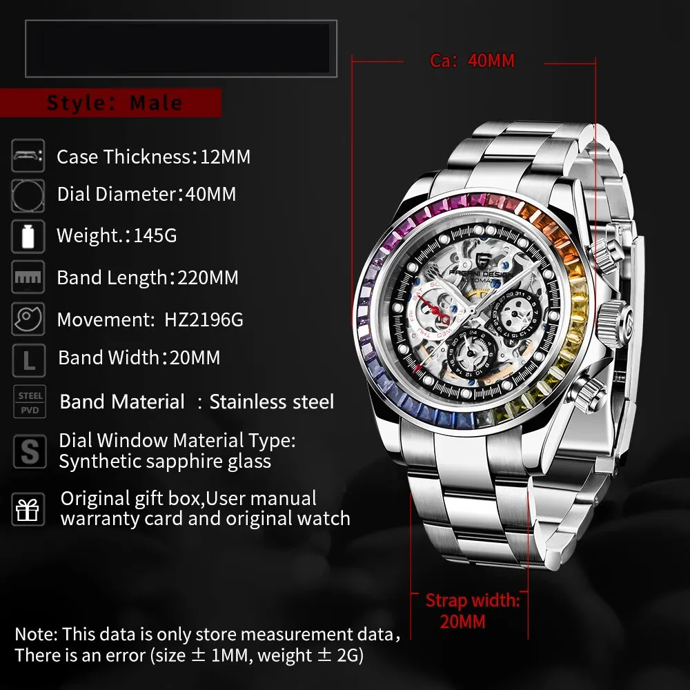 PAGANI Design Men Automatic Mechanical Chronograph Stainless Steel Sapphire Sports Watches Relogio Masculino