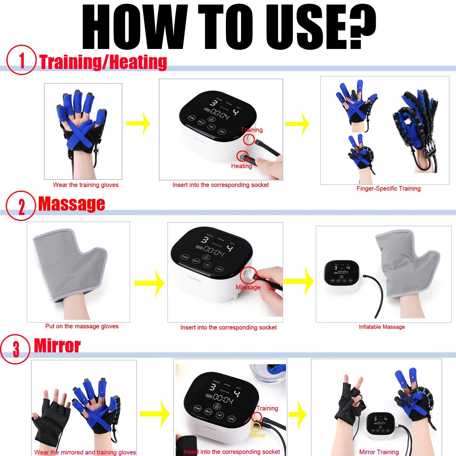 Hemiplegia Robot Gloves Hand Exercise Tool for Stroke Patient Robotic Rehabilitation Glove Cerebral Infarction Paralyzed Recover 5