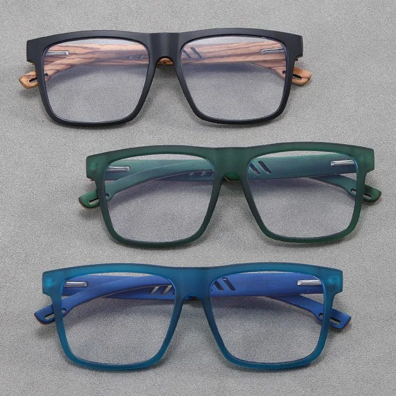 Myopia Glasses Optical Glasses Eyeglasses Frames Eyeglass Frames Wood Grain Flat Leg Myopia Glasses With Wooden Retro Flat Light And Anti Blue Light Frame Can Be Matched For Both Men And Women