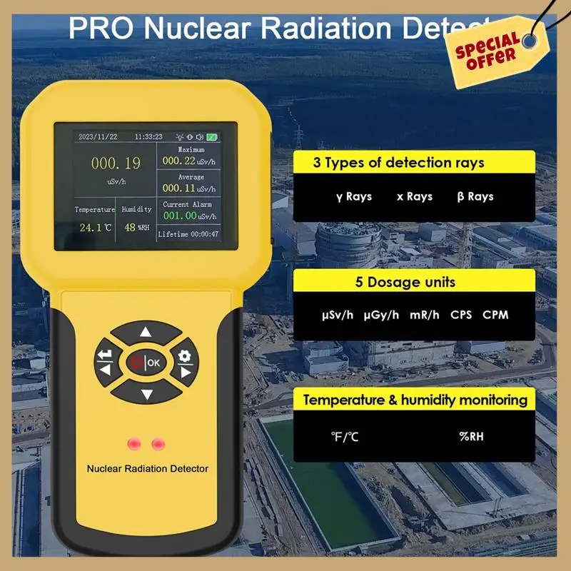 Professional Nuclear Radiation Detector Geiger Counter Radiation Detector With Alarm Set, HP-886A