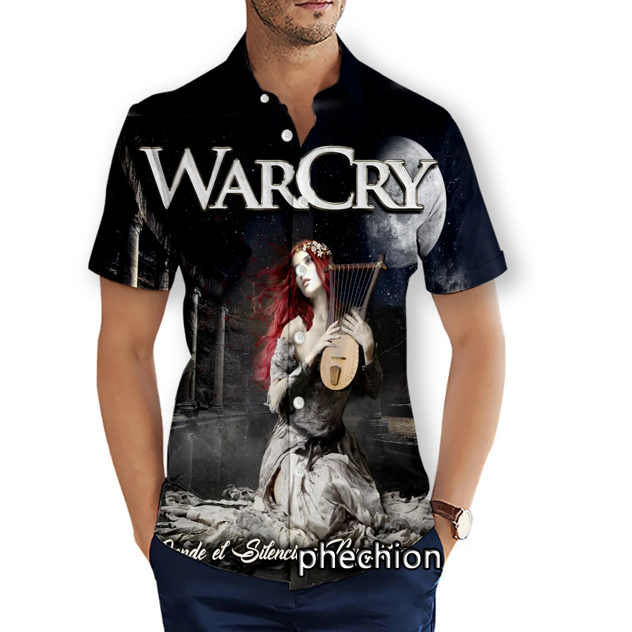 Phechion Camicie Da Spiaggia A Maniche Corte Da Uomo Warcry Rock Stampa 3D Camicie Casual Moda Streetwear Uomo Top X191