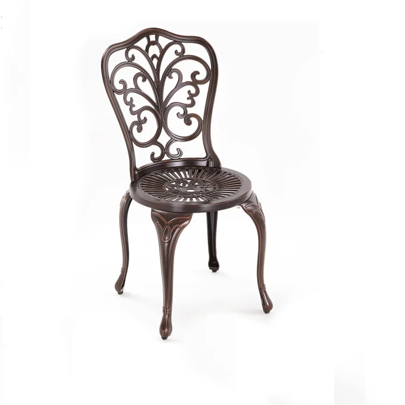 New Hot Waterproof Patio Garden Outdoor Cast Aluminum Chair Luxury Garden Disassembly Single Chair Small Balcony Furniture