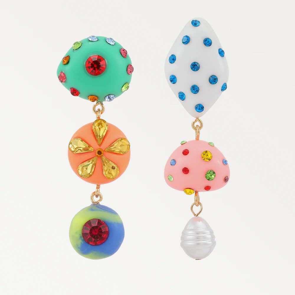 Dangle Earrings Drop Earrings Crystal Earrings Crystal Tassel Earrings Summer Beach Beads Crystal Geometric Dangle Earrings For Women Boho Luxury Multicolored Ear Accessories Retro Statement Jewelry