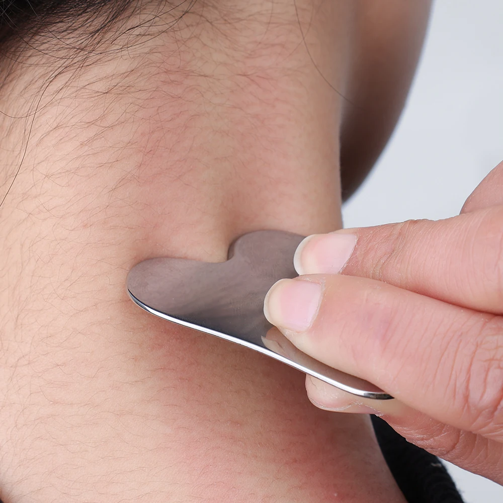 Stainless Steel Heart Shaped Massage Scraper for Face Neck Body Relaxation