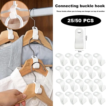 25/50PCS Mini Clothes Hanger for Closet Connector Hooks Cascading Plastic Wardrobe Coat Organizer Rack Holder Space Saving 1
