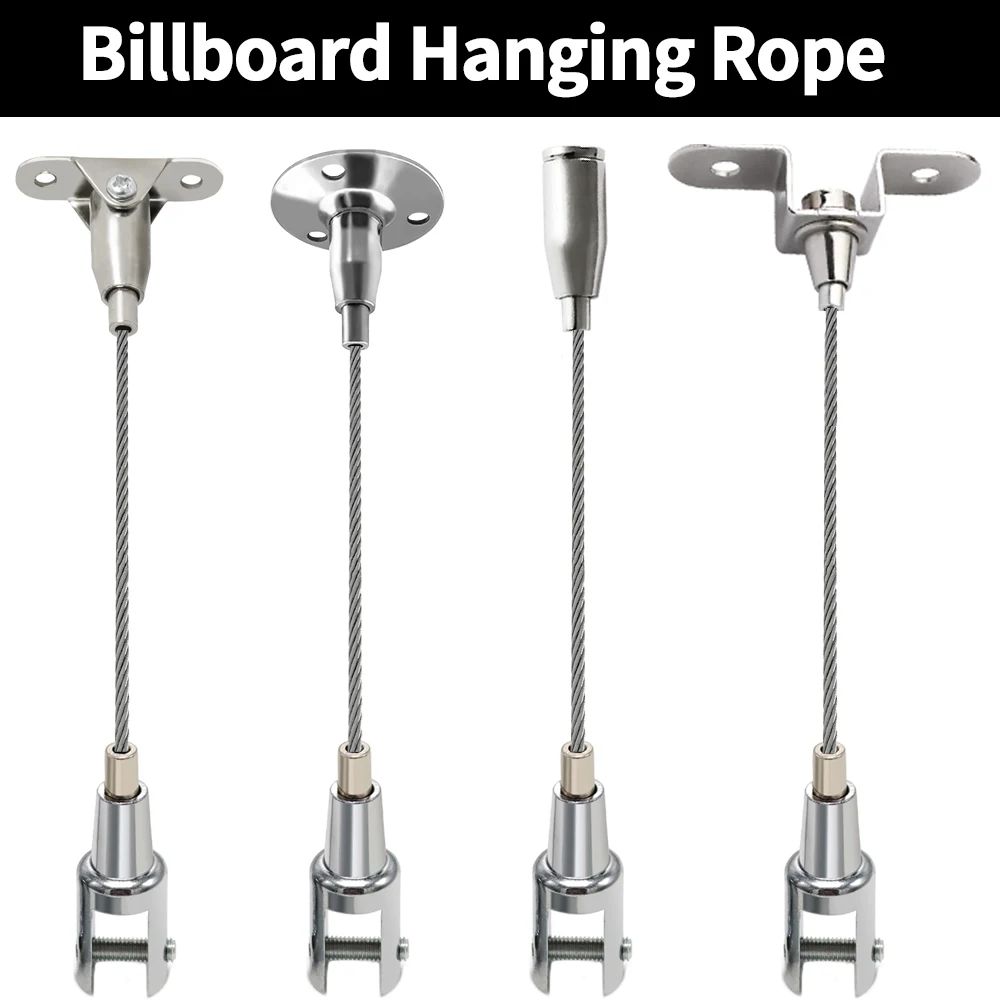 2-4PCS ปรับ 1.5 มม.สแตนเลสสตีลเชือกลวดชุดเหมาะสําหรับโฆษณาเพดานอะคริลิคคงที่แขวนเชือก 1
