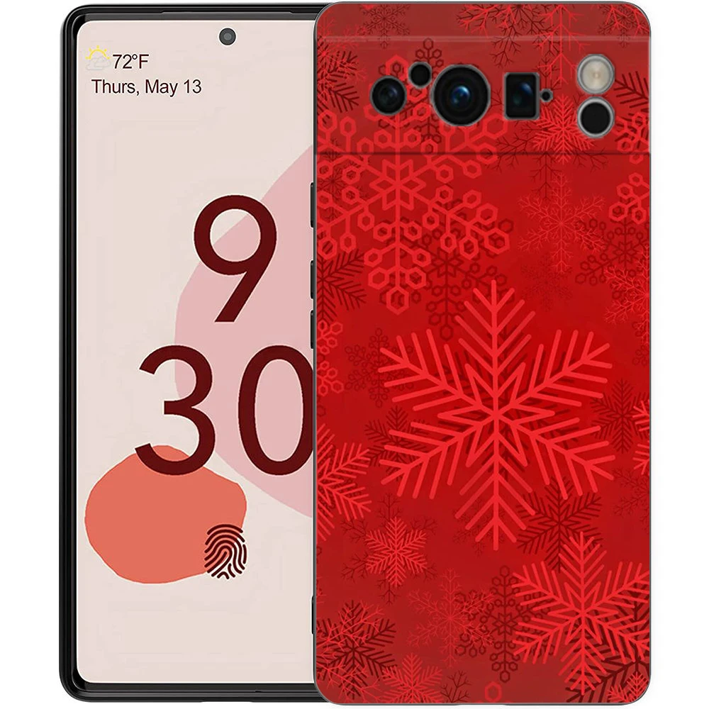 Christmas Graphic Printed Shockproof Black Silicone Phone Case