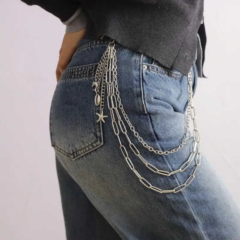 Metallic Punk-Pop Statement Chain Accessory - Bold Hip Hop Style