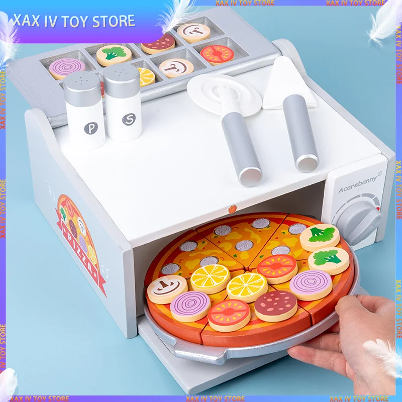 

New Pretend Play House Oven Pizza Toy Wooden Simulation Kitchen Children Learn Early Education Toy Children's Birthday Present