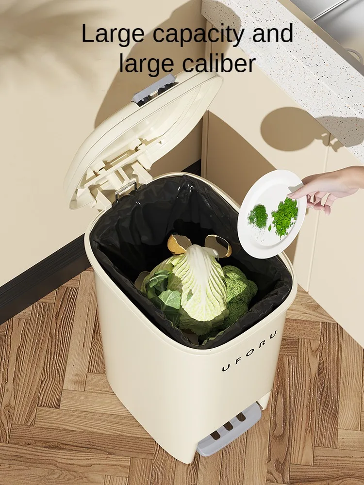 Double Pedal Trash Can 10L20L - Large Capacity Foot-Push Bin for Kitchen Bathroom Living Room