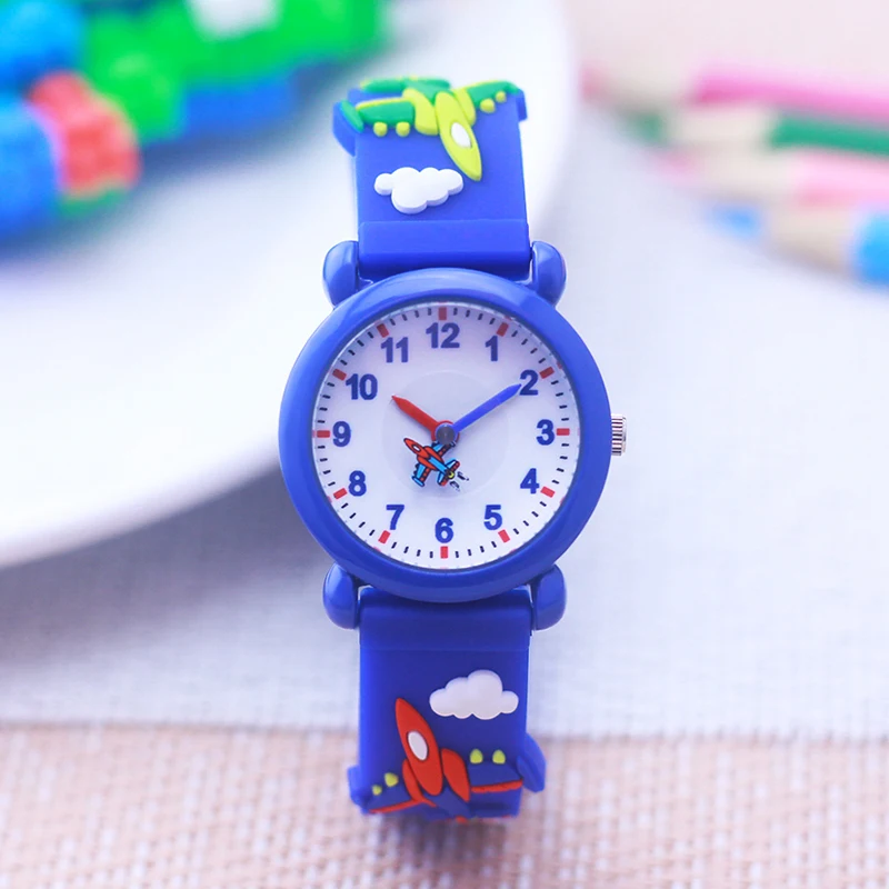 New Sales Boys Girls 3D Plane Strap And Plane Hands Cool Waterproof Electric Children Watches For Kids Birthday Gifts Clock